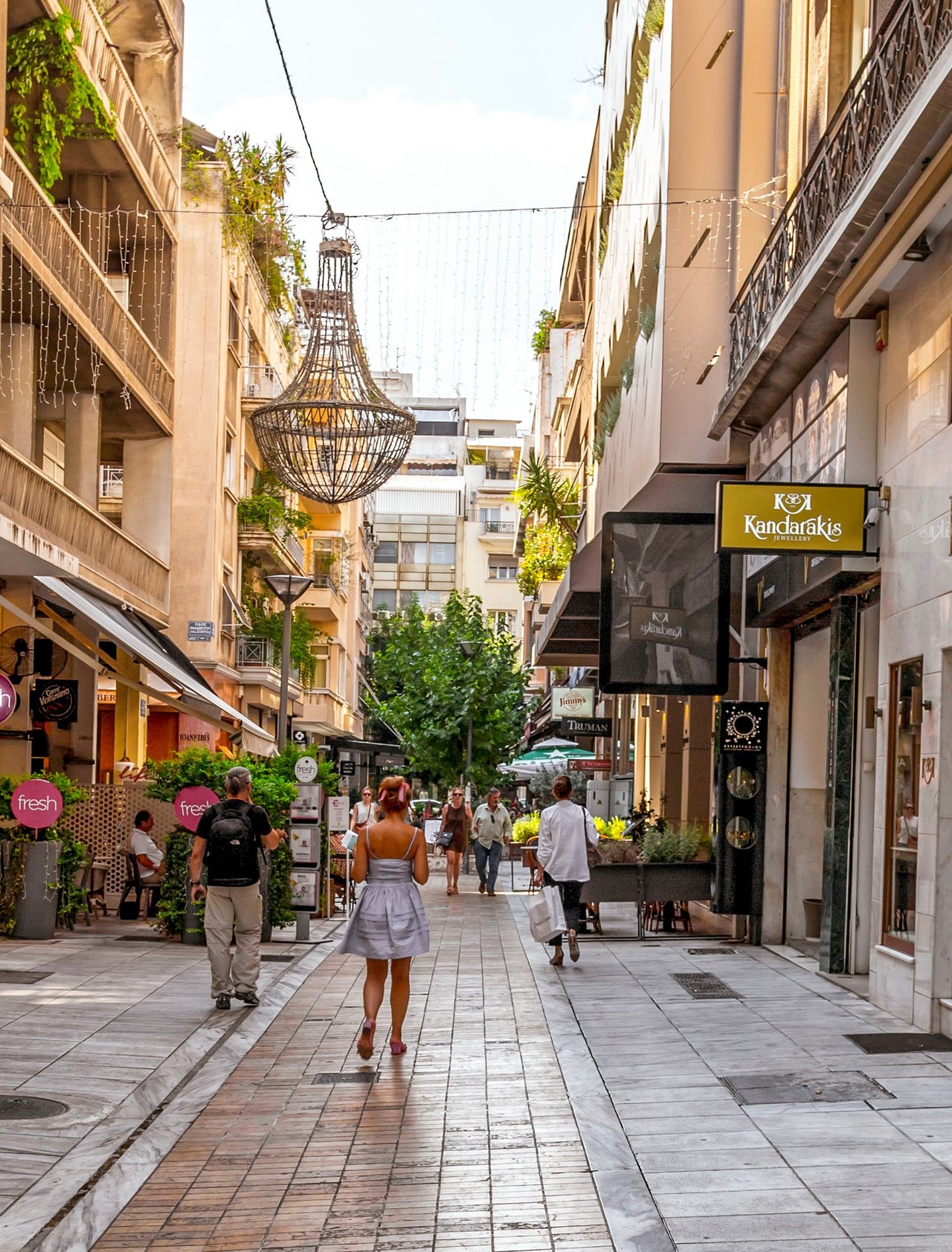 A shop-lined street in Kolonaki, Athens