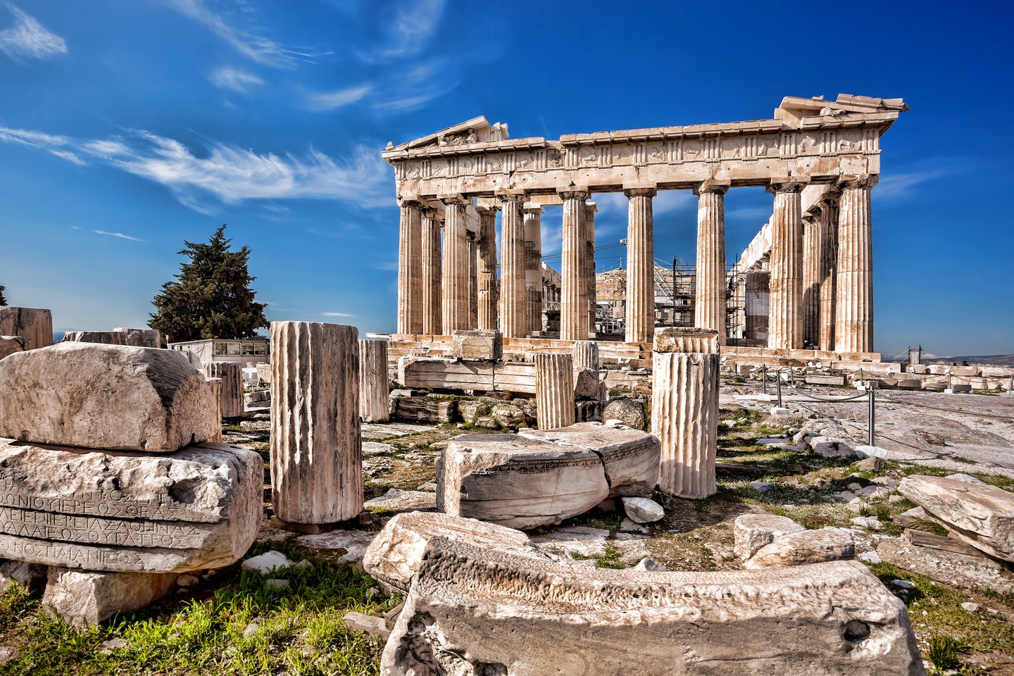 The ruins of the Parthenon on the Acropolis in Athens.