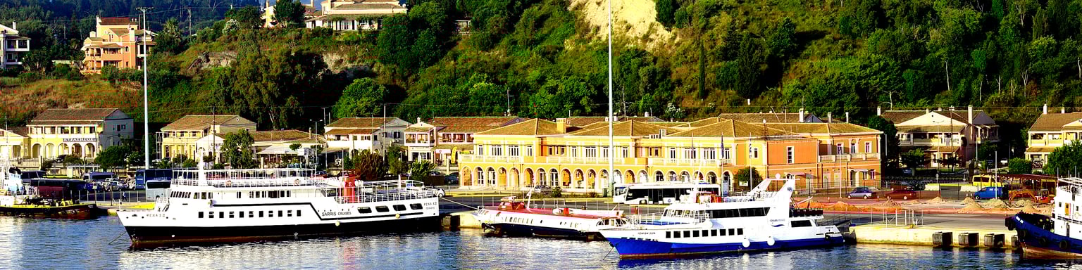 Ships at the port in Corfu