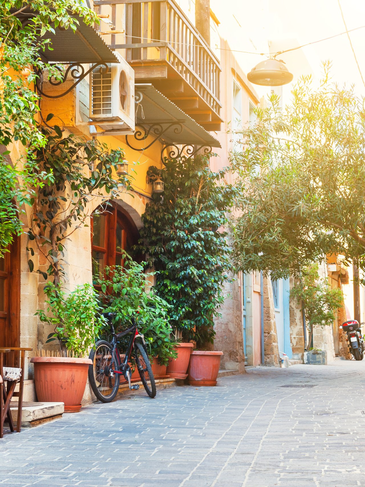A charming street in the town of Chania on the island of Crete.
