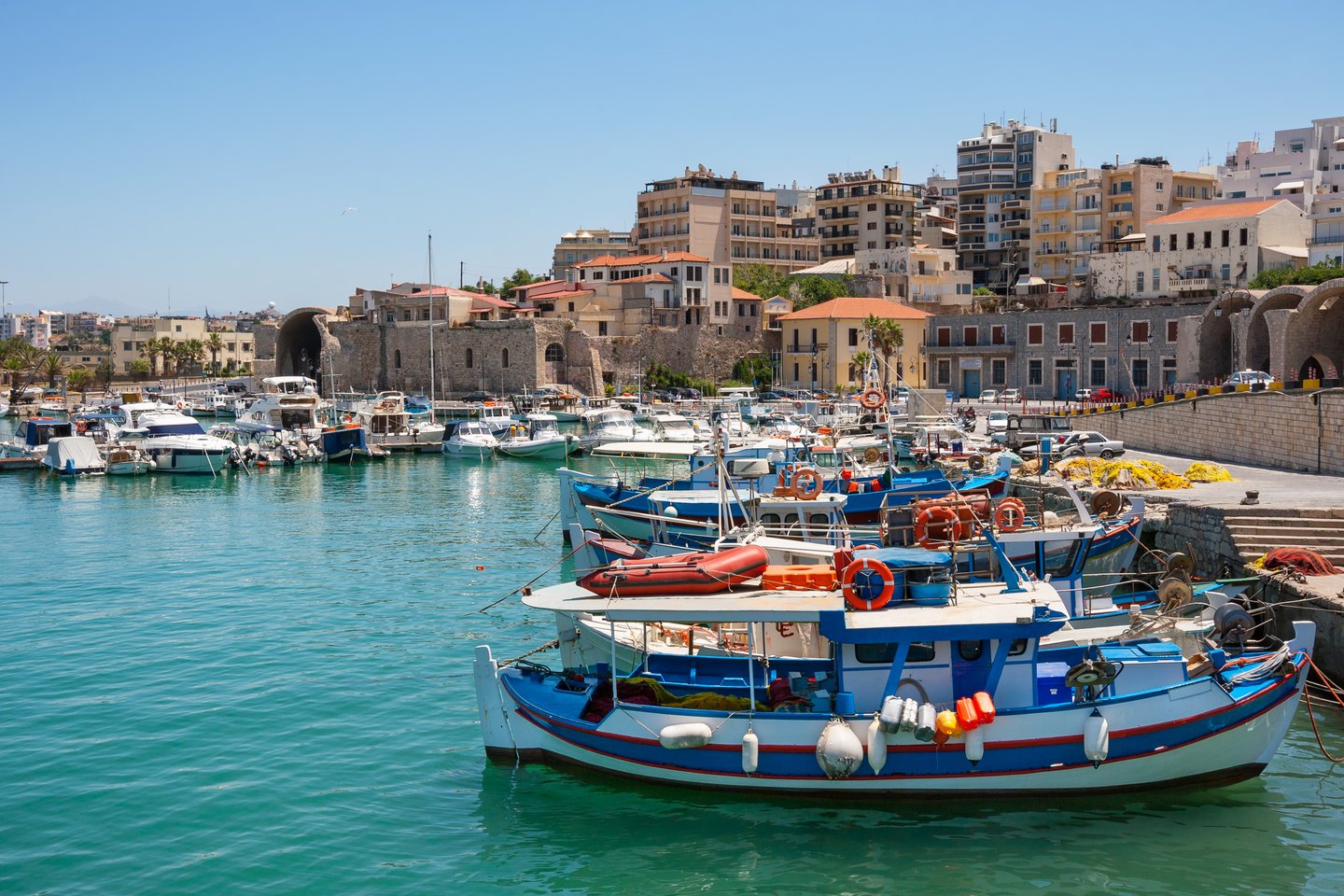 Boats in the harbour in Heraklion, Crete