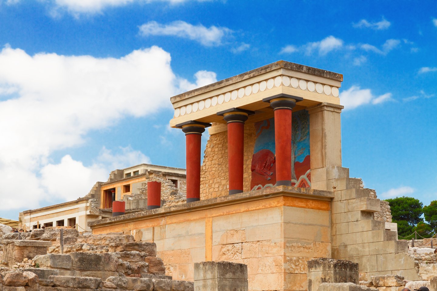 Partially reconstructed Minoan ruins in Knossos, Crete