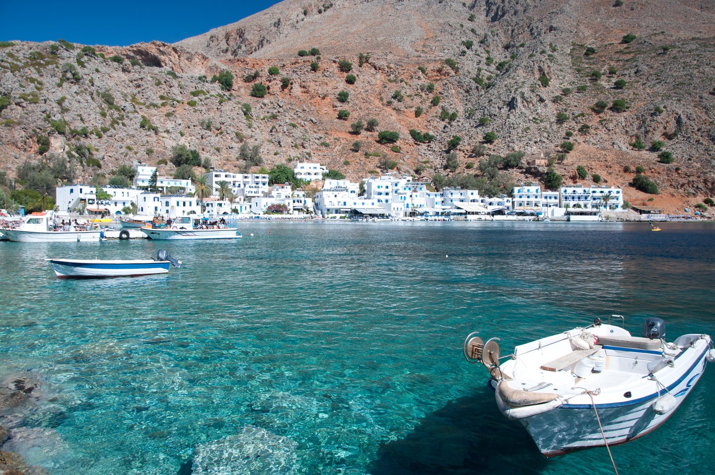 Loutro, a white, seaside village on Crete.