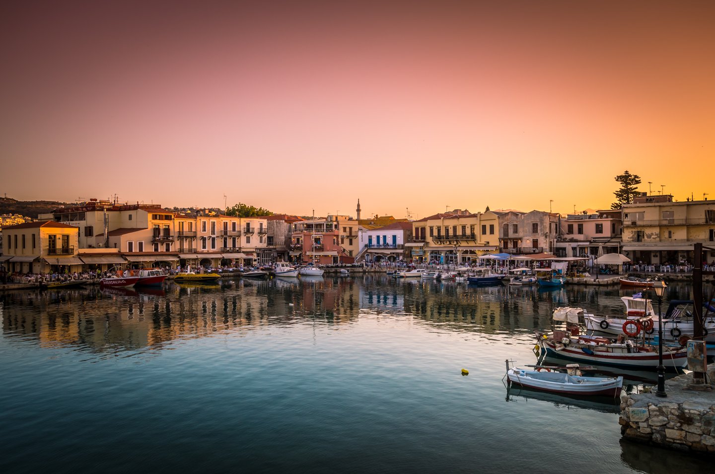 The old town of Rethymno at sunset