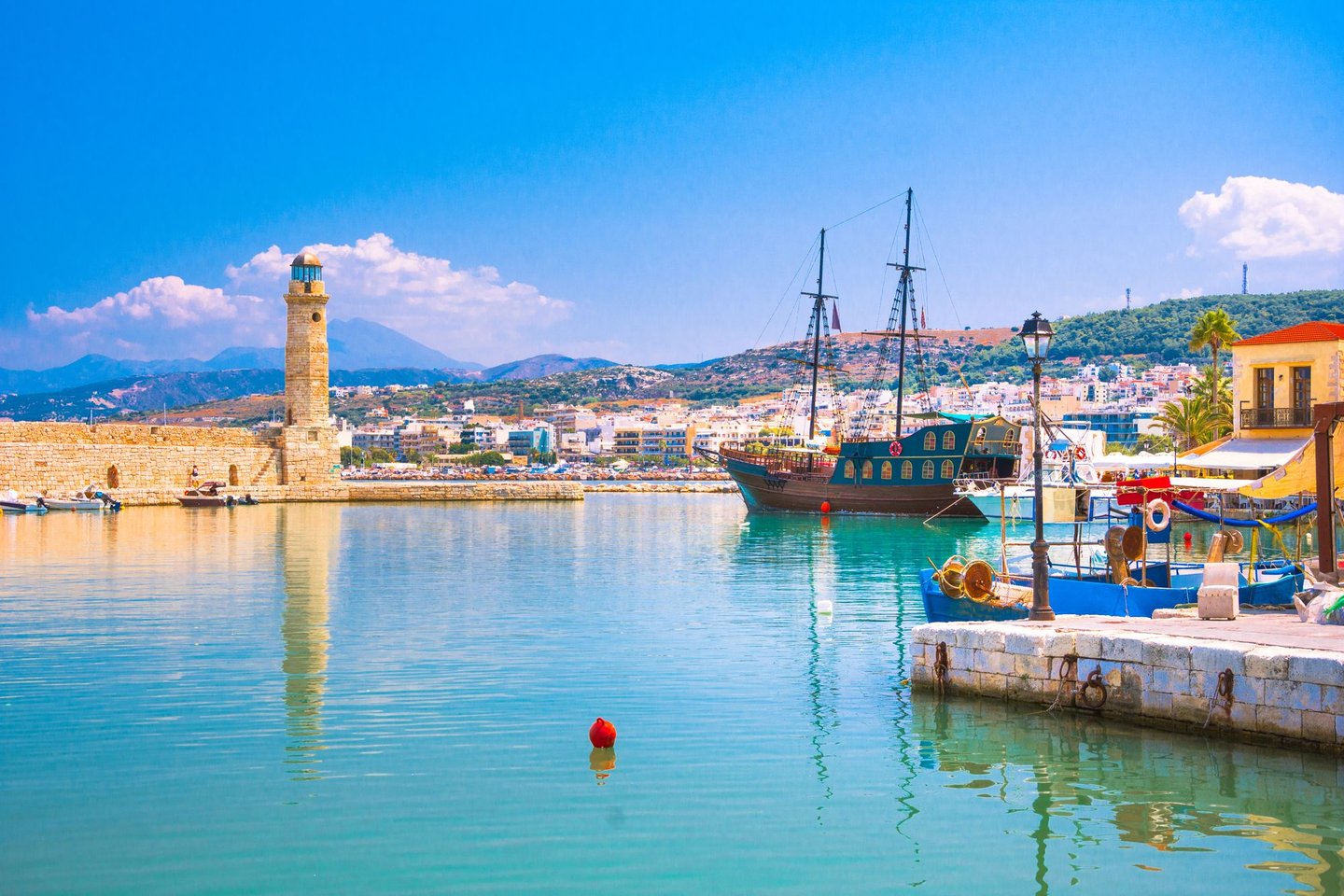 The old Venetian Harbour in Rethymnon, Crete
