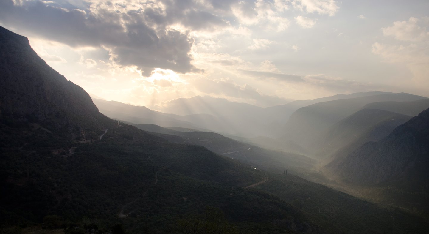 Sunlight spilling over the mountains