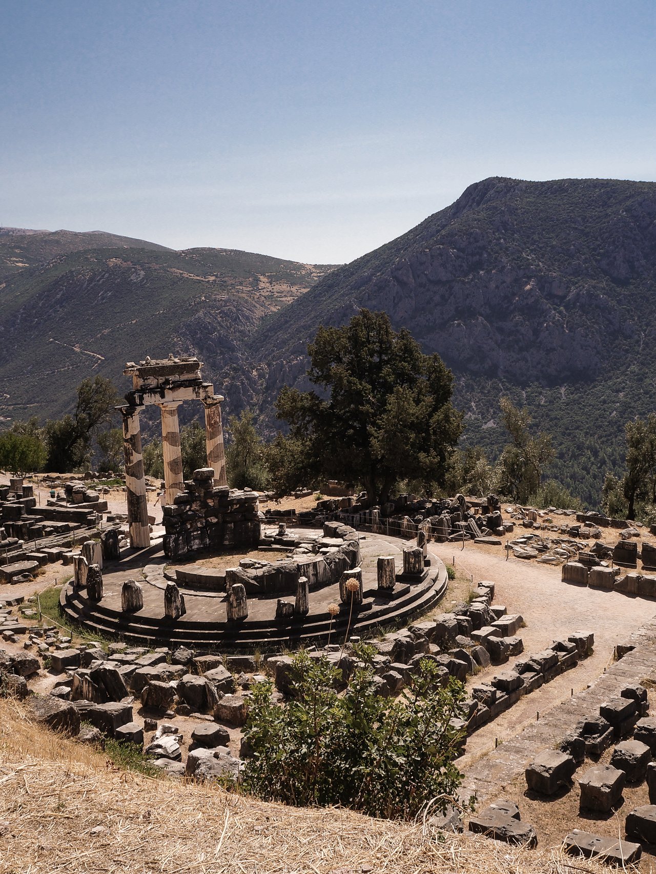 The temple of Athena at Delphi, Greece.