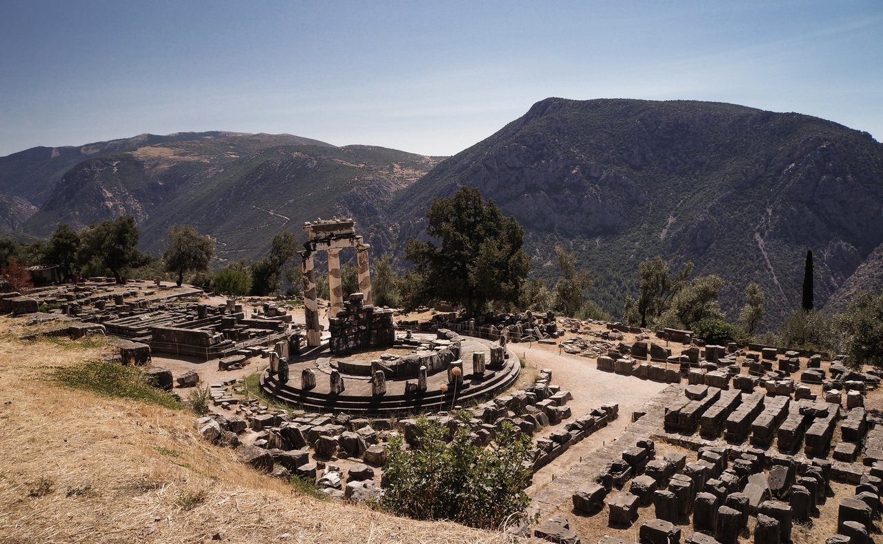 The temple of Athena at Delphi, Greece.