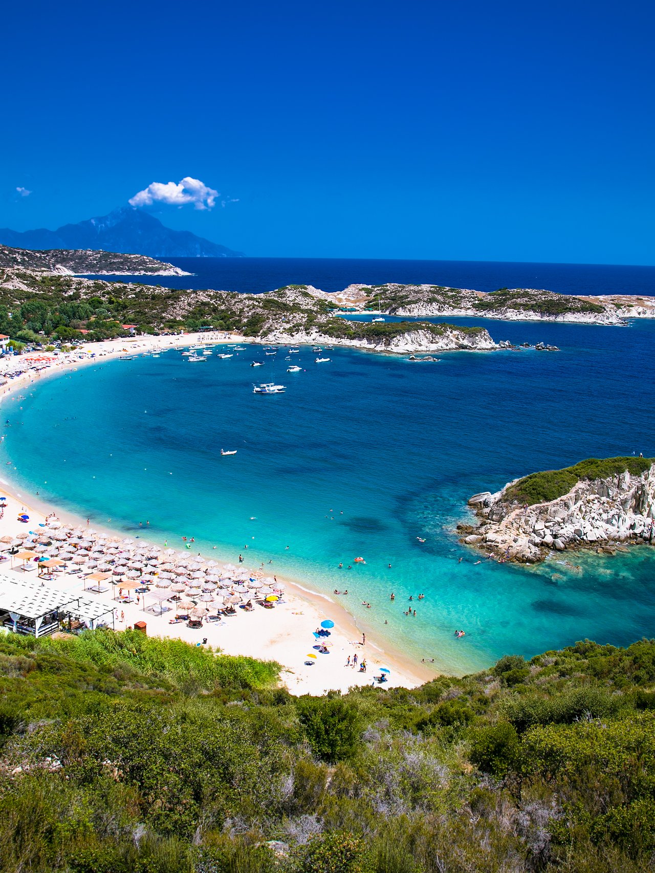 Beautiful Kalamitsii Beach on the east coast of Sithonia on Halkidiki, Greece.