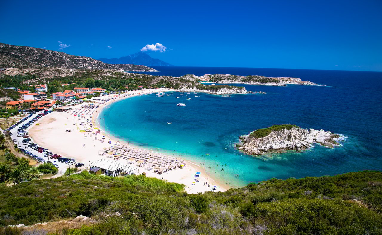 Beautiful Kalamitsii Beach on the east coast of Sithonia on Halkidiki, Greece.