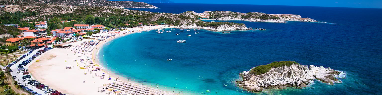 Beautiful Kalamitsii Beach on the east coast of Sithonia on Halkidiki, Greece.