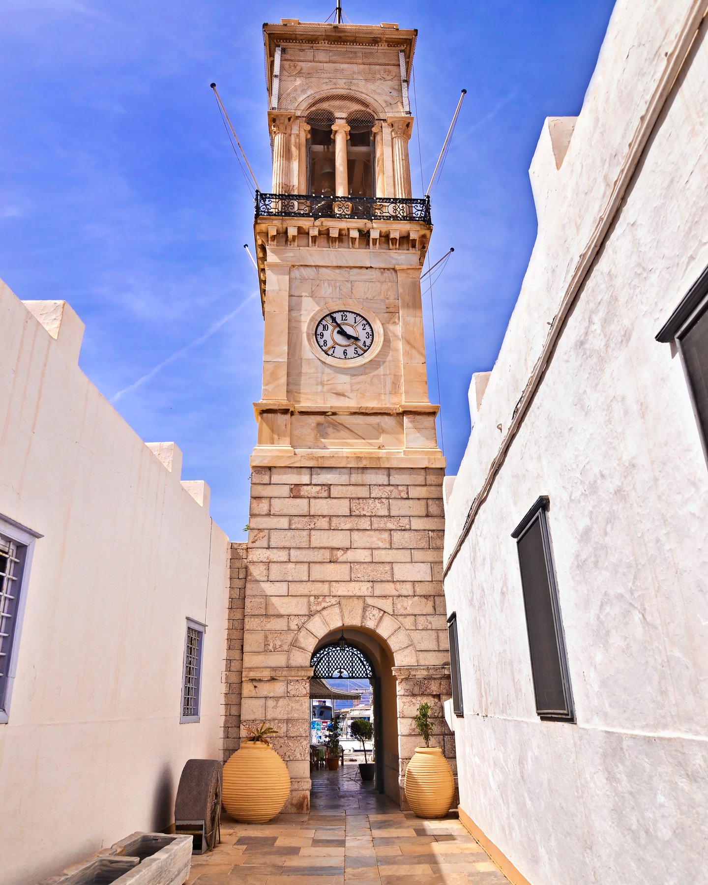 The belltower of the Dormition church in Hydra