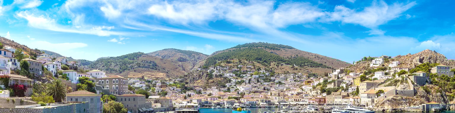 The view of Hydra island from the water