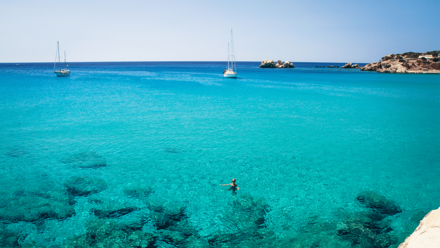 The clear waters of the Mediterranean in Karpathos, Greece