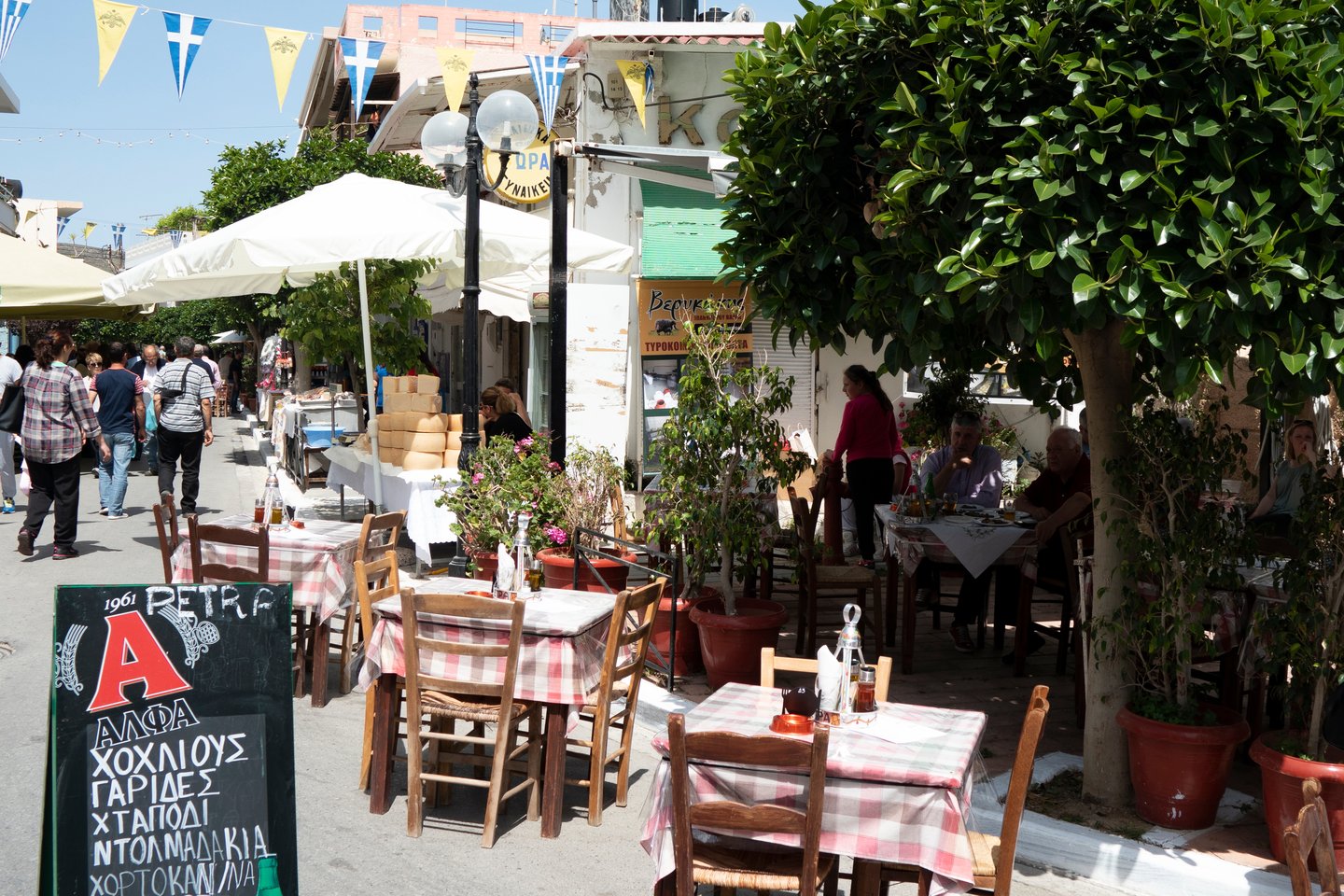 Pavement taverna in Crete during Easter