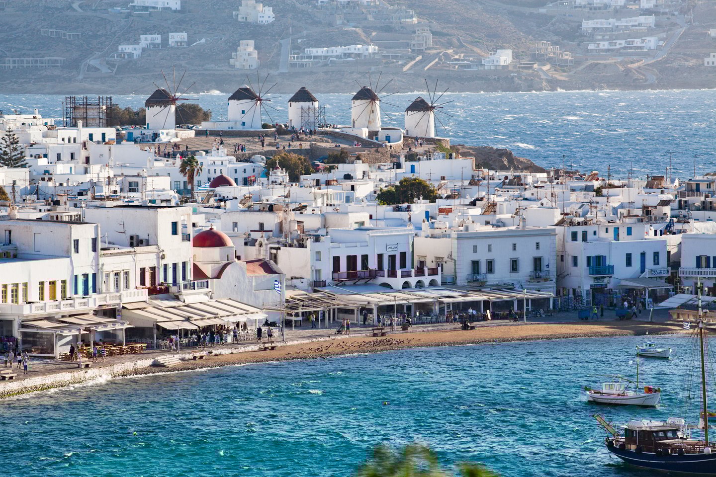 Looking down at Mykonos Town