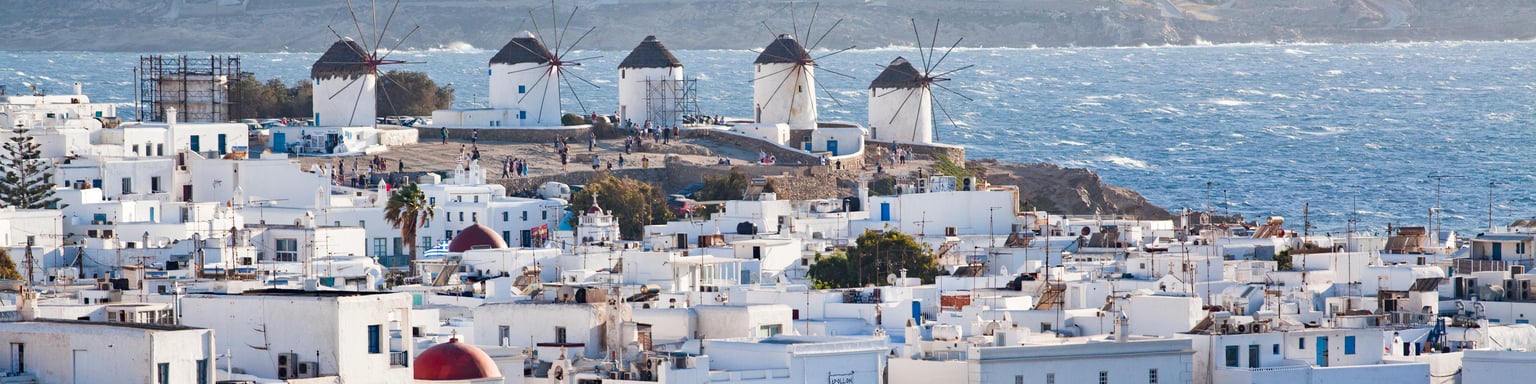 Looking down at Mykonos Town