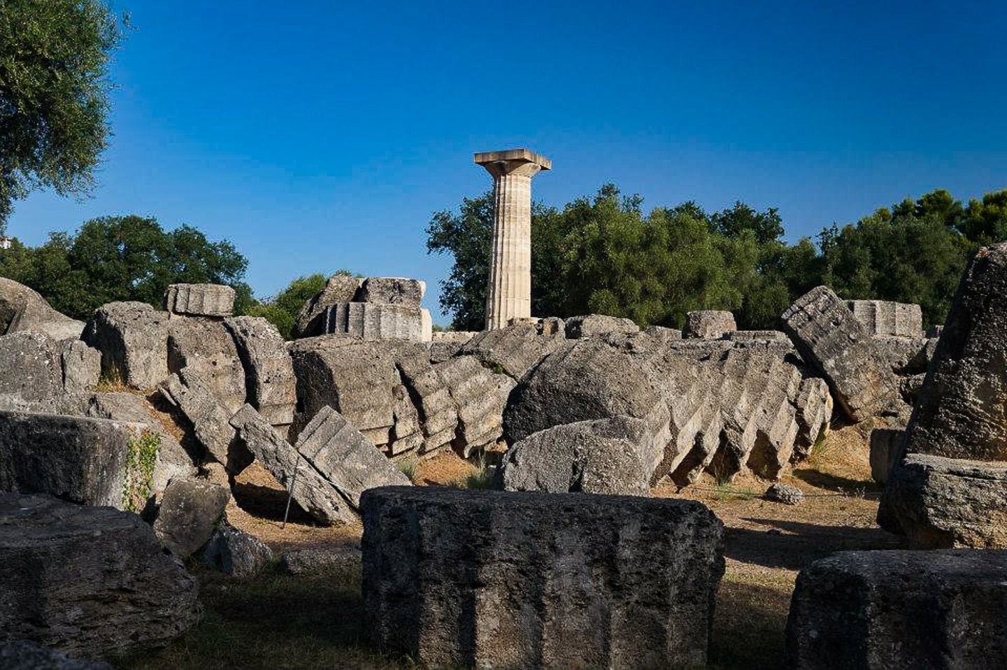 The ruins of the Temple of Zeus at Olympia
