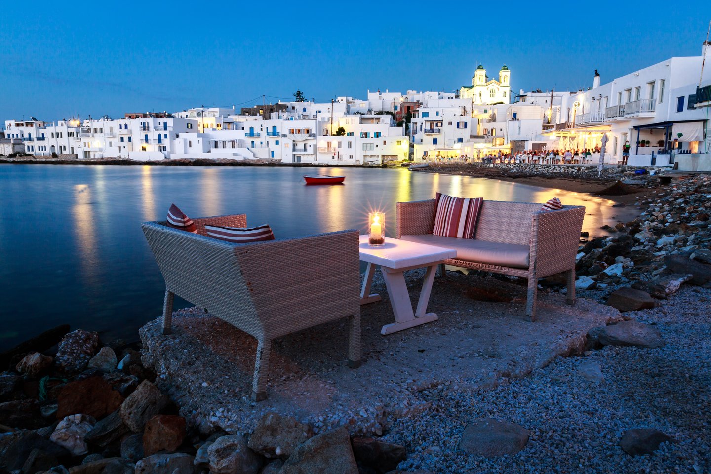 A restaurant on the water in Naoussa, Paros