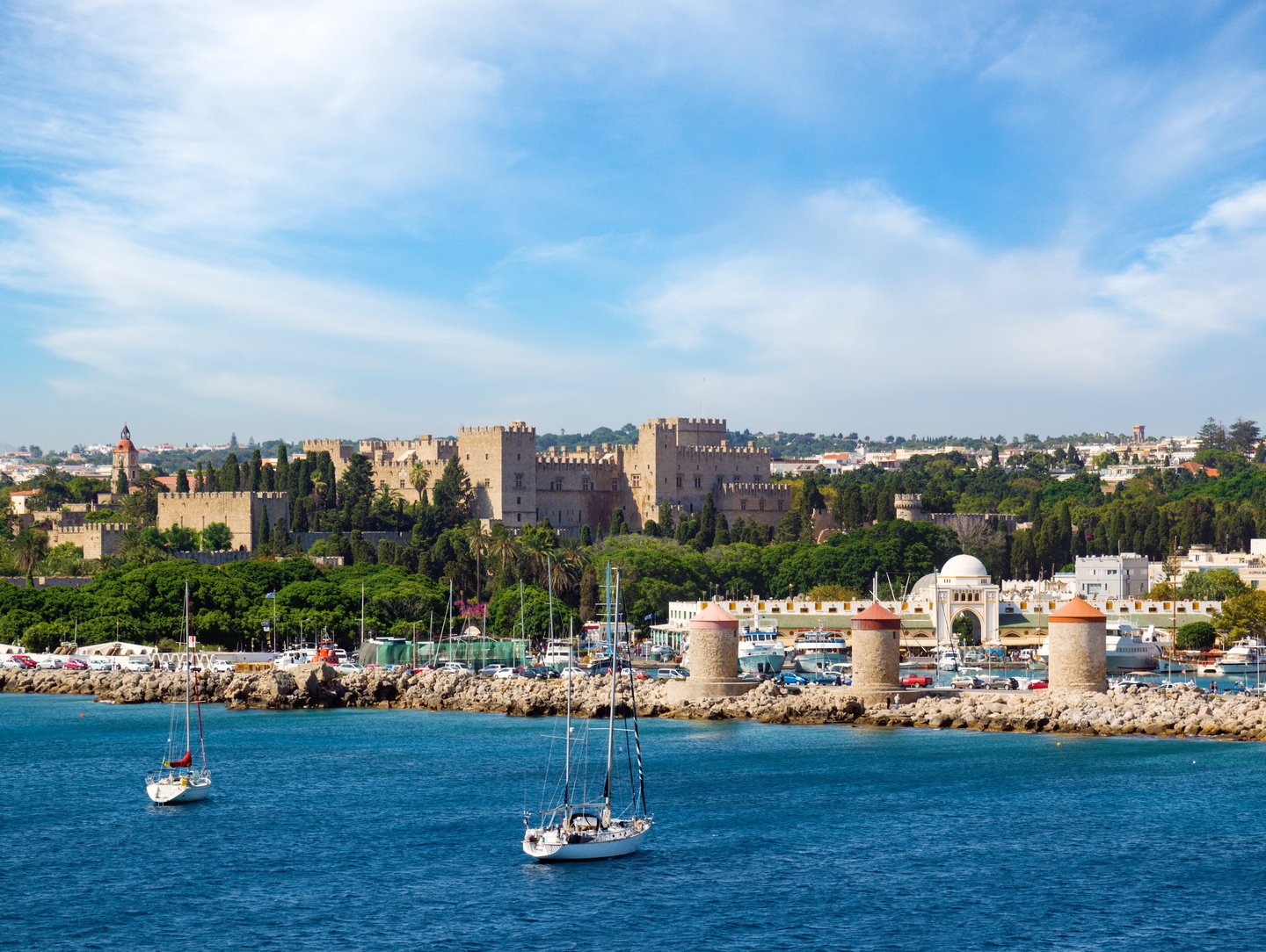 The old town of Rhodes from the harbour