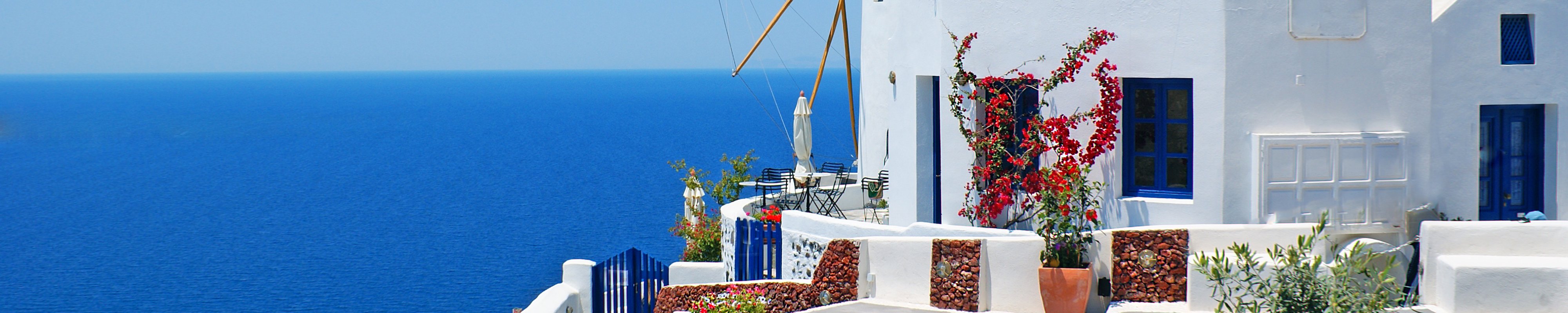 A windmill on the cliff in the village of Oia, Santorini
