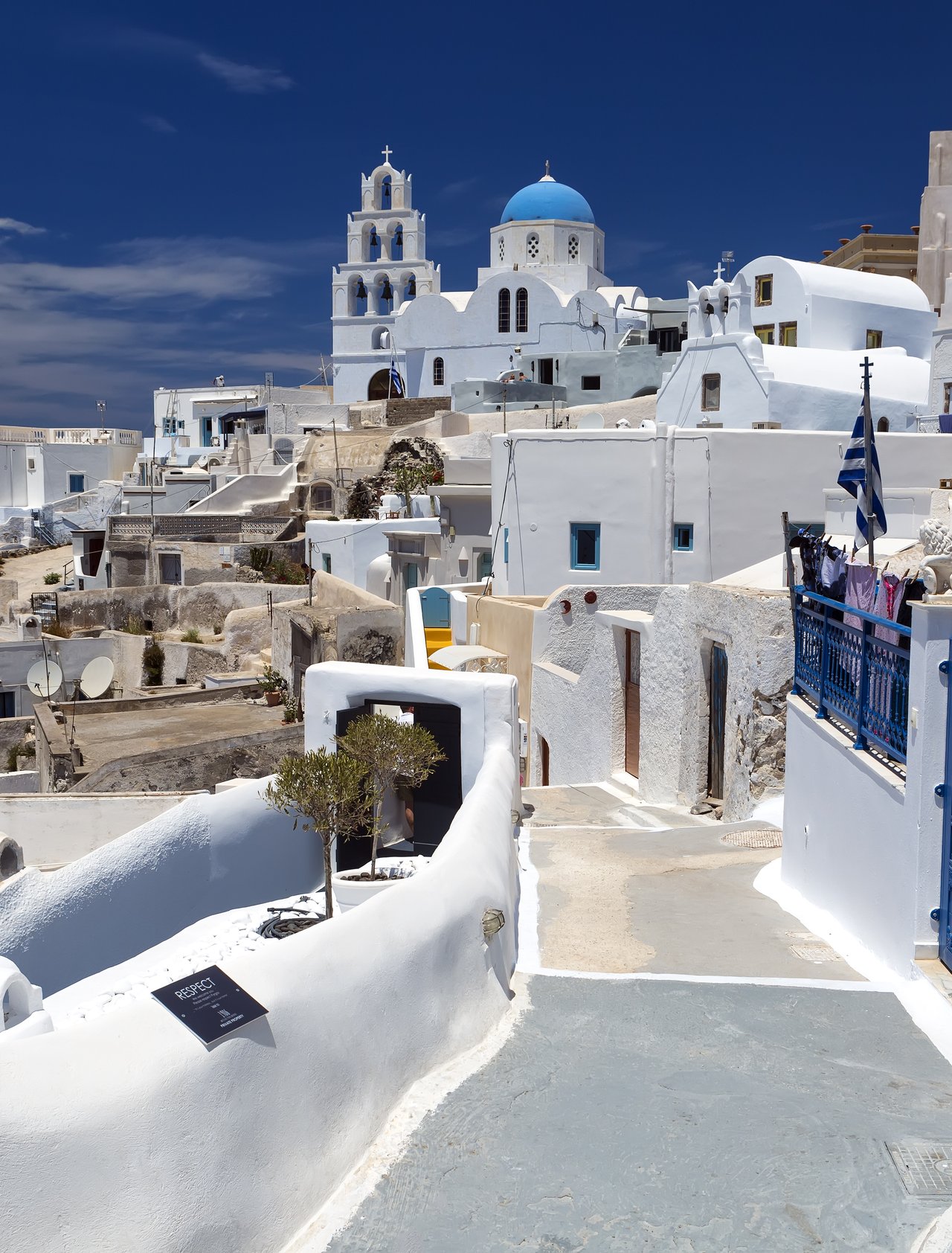 The traditional town of Pyrgos in Santorini, Greece