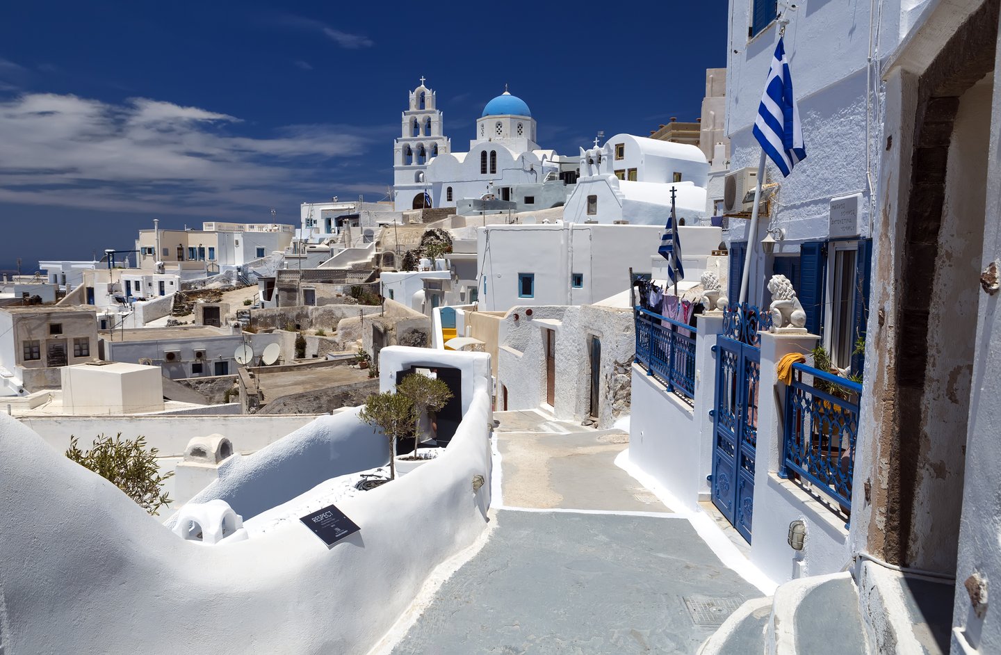 The traditional town of Pyrgos in Santorini, Greece