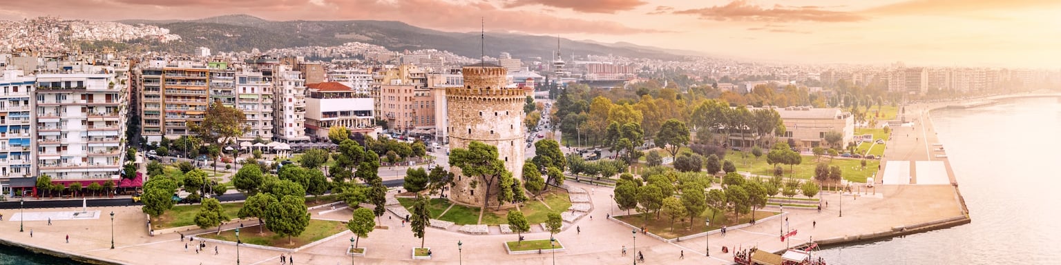 An aerial view of Thessaloniki's promenade.