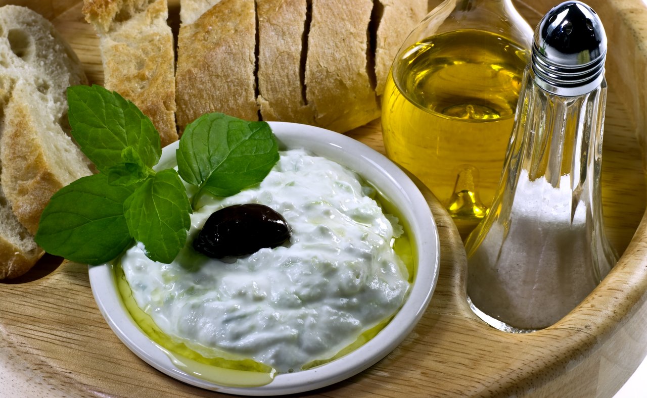 Tzatziki served with crusty bread