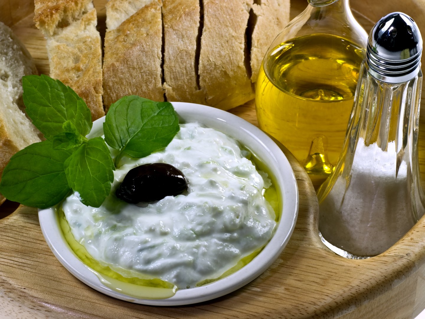 Tzatziki served with crusty bread