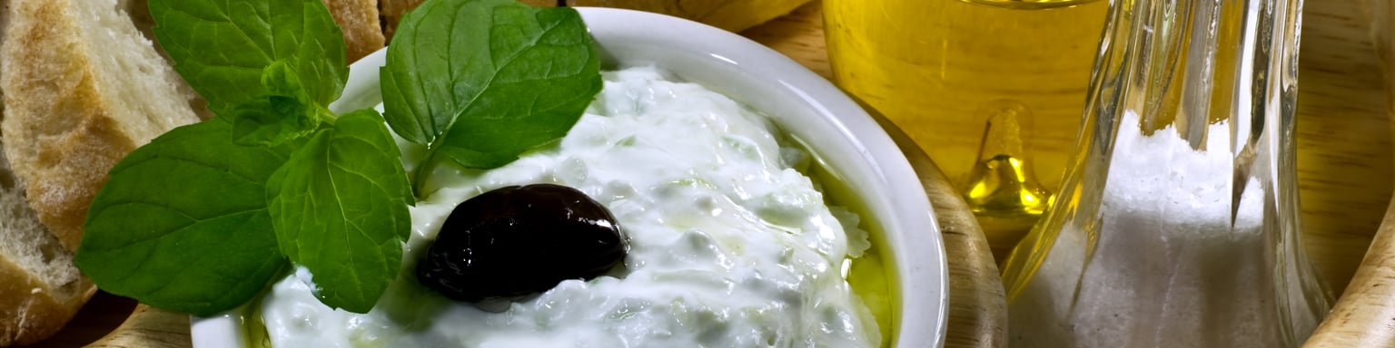 Tzatziki served with crusty bread