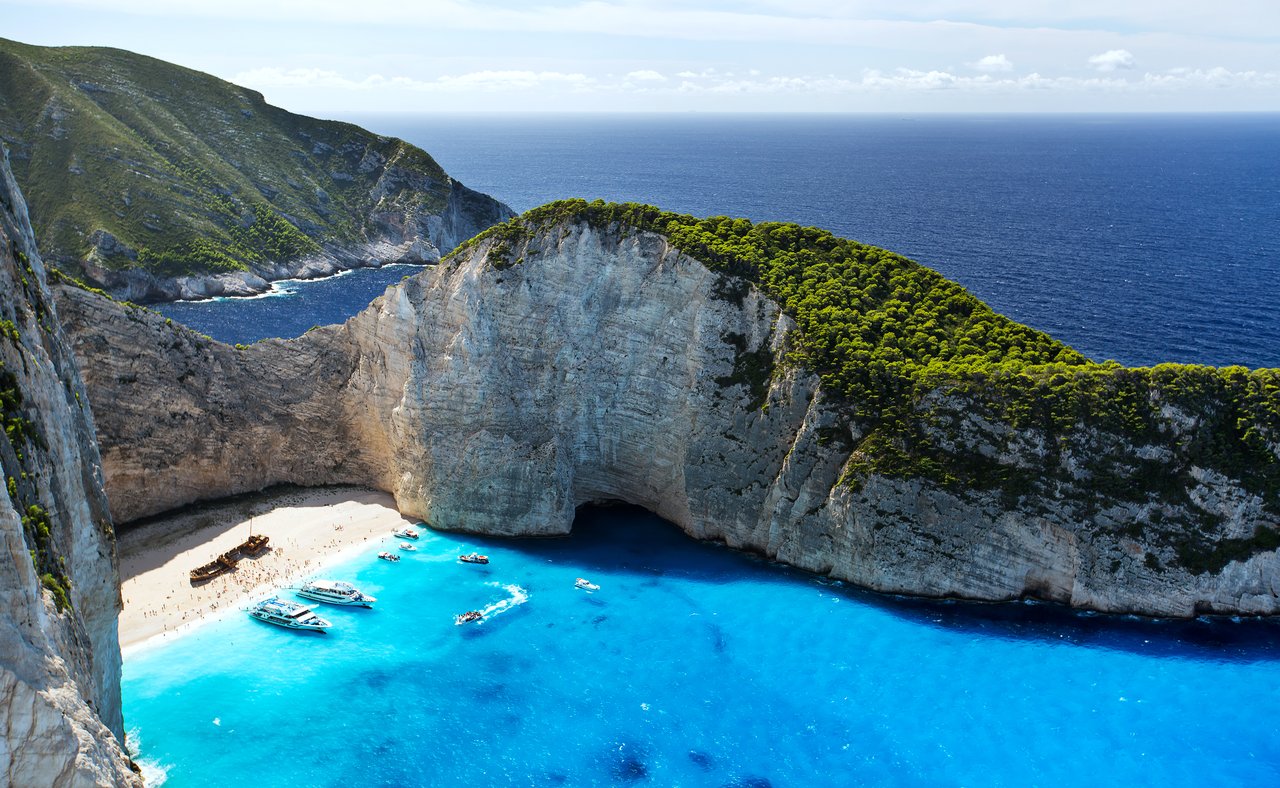 The famous shipwreck on Zakynthos Island, Greece.
