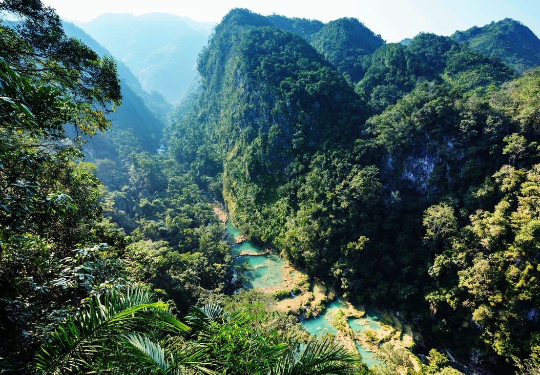 Cascading natural pools in Semuc Champey, Lanquin, Guatemala