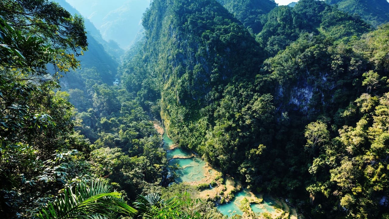 Cascading natural pools in Semuc Champey, Lanquin, Guatemala