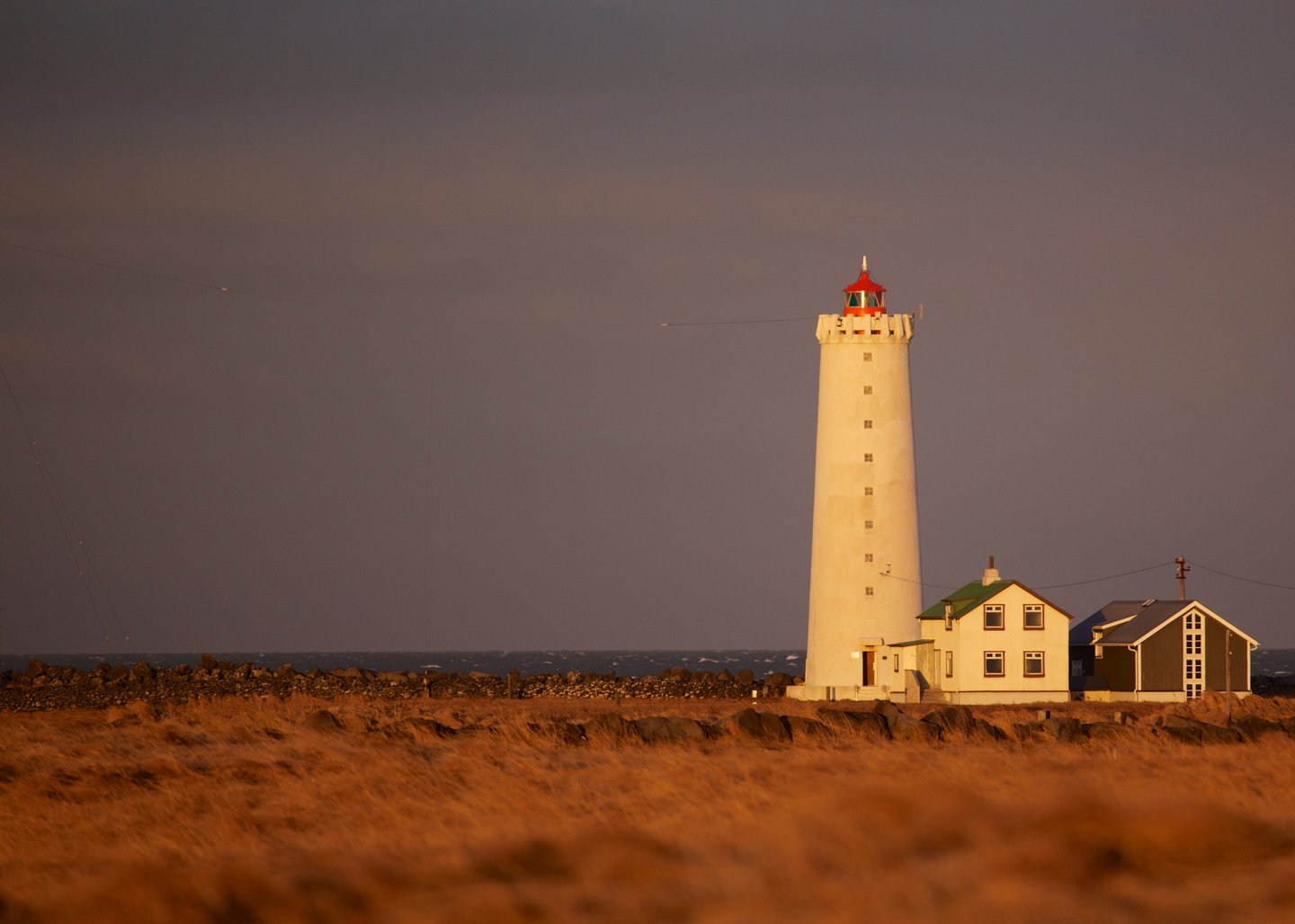 The Grotto Lighthouse with a cloudy sky