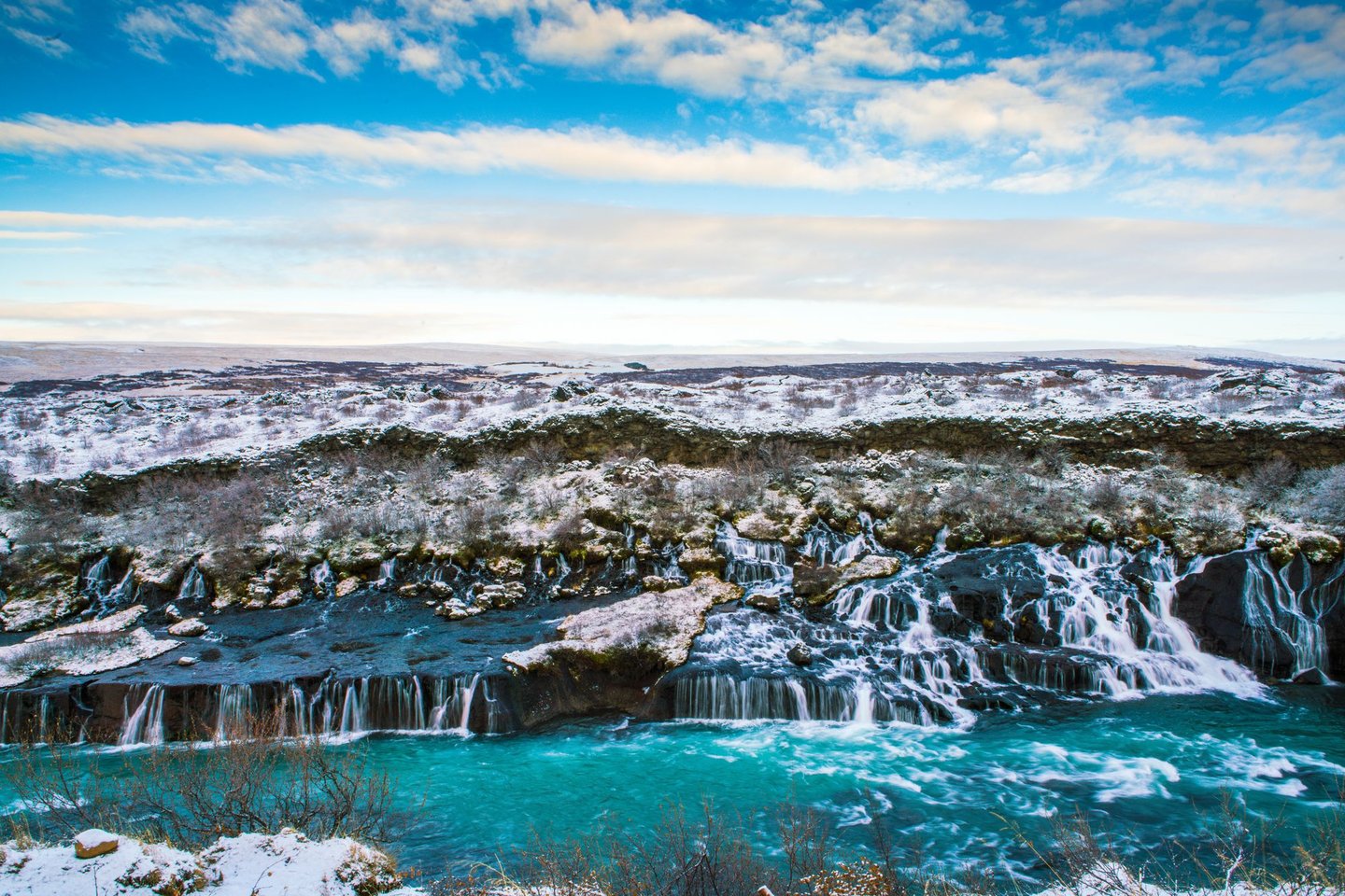 Hraunfossar waterfall in Iceland