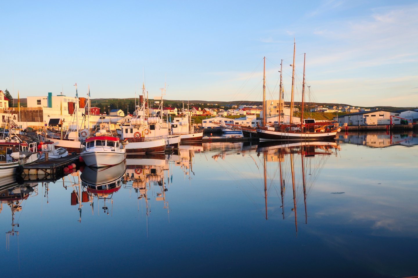Port of the fishing village of Husavik, Iceland.