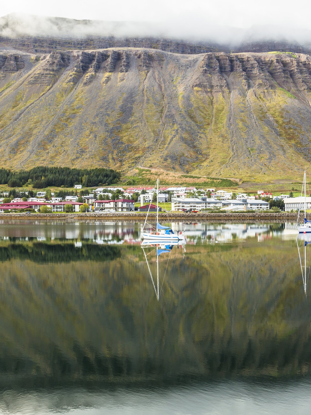 Fjord reflections in Isafjordur, Iceland