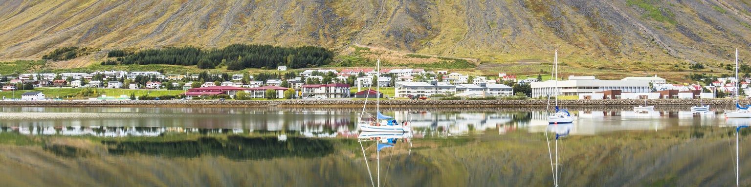 Fjord reflections in Isafjordur, Iceland