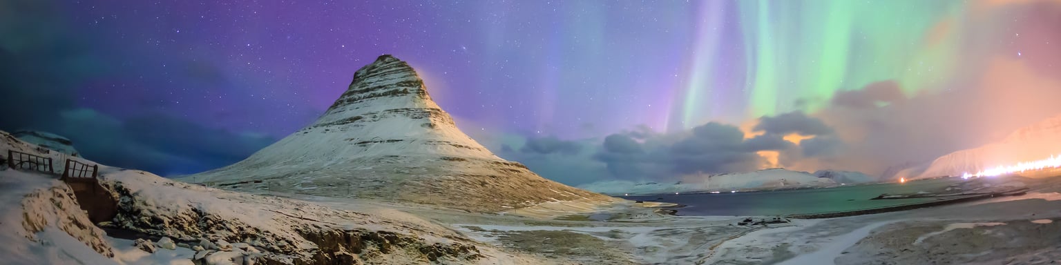 Spectacular northern lights appear over Mount Kirkjufel, Iceland