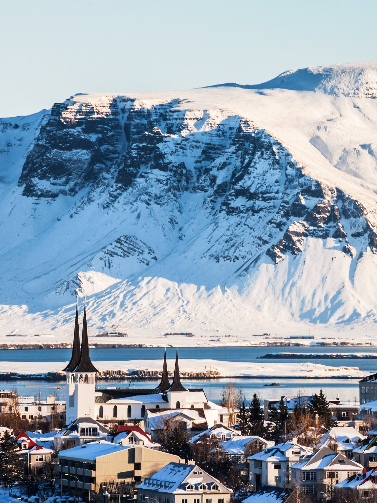 Reykjavik city view of Hallgrimskirkja from Perlan Dome, Iceland