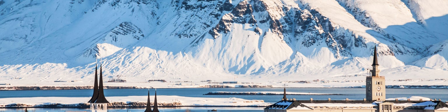 Reykjavik city view of Hallgrimskirkja from Perlan Dome, Iceland