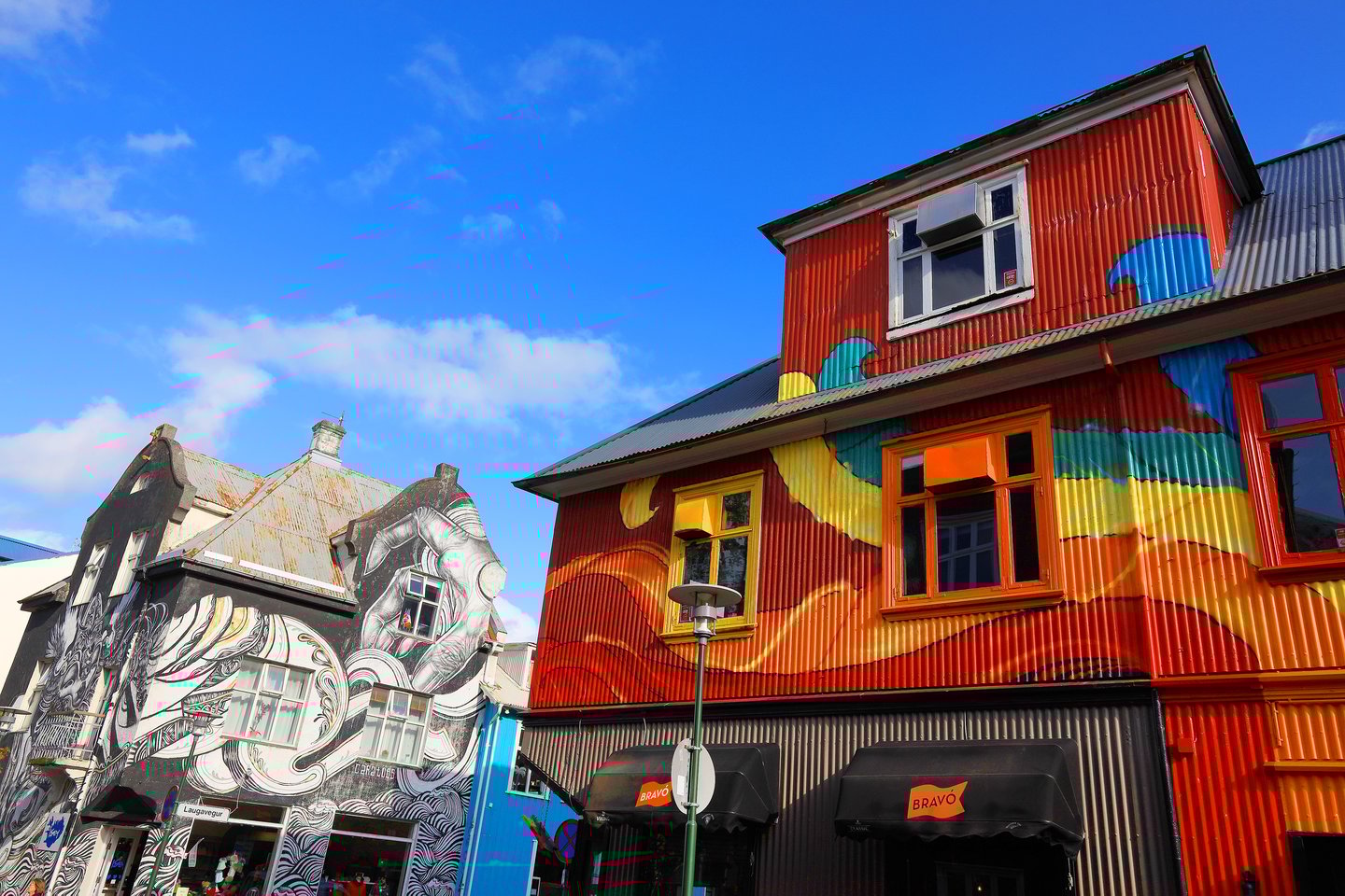 Colourful murals in Reykjavik, Iceland