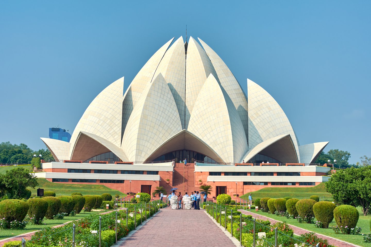 The Lotus Temple, a Bahai house of worship in Delhi, India.