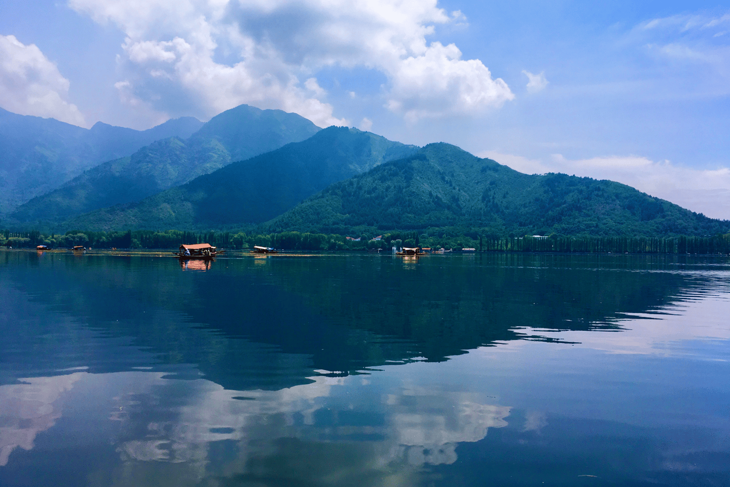 Mountains framing Lake Dal