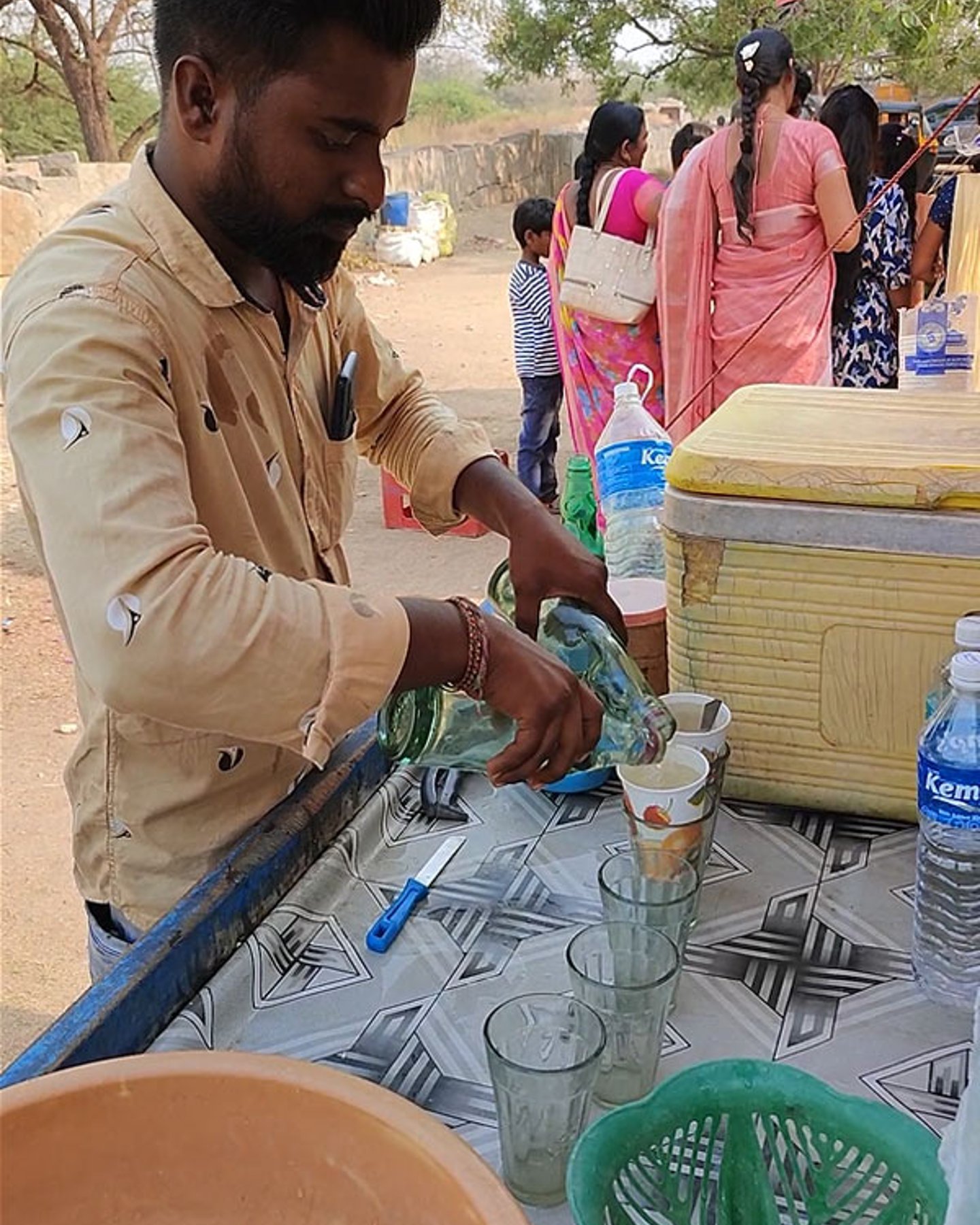Making lemon soda in India