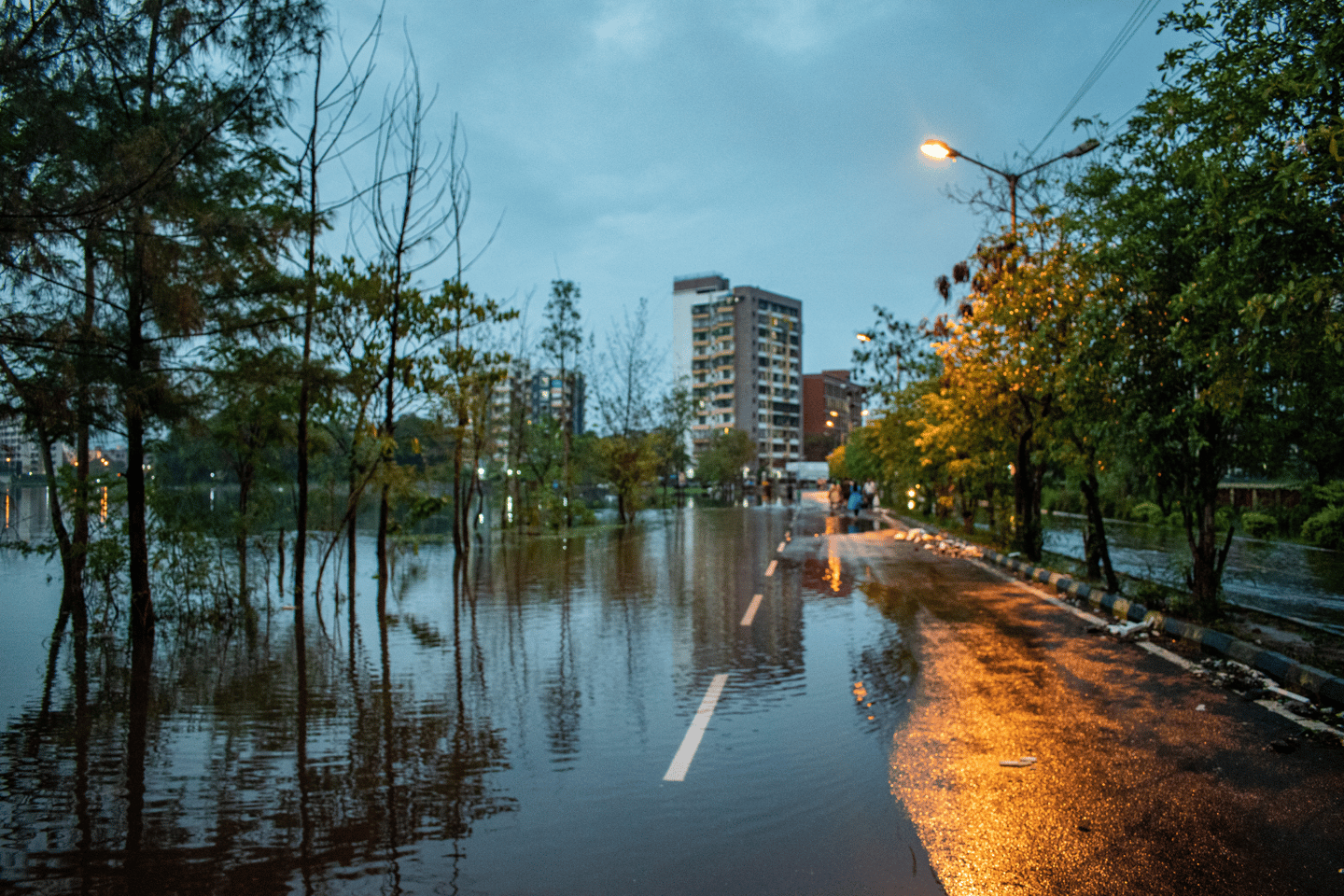 Flooded street during Monsoon season in Mumbai