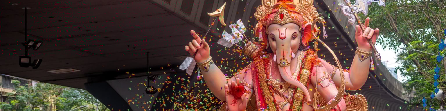 Thousands of people say goodbye Lord Ganesha with colors in Mumbai during Ganesh Visarjan which marks the end of the Ganesh Chaturthi festival.