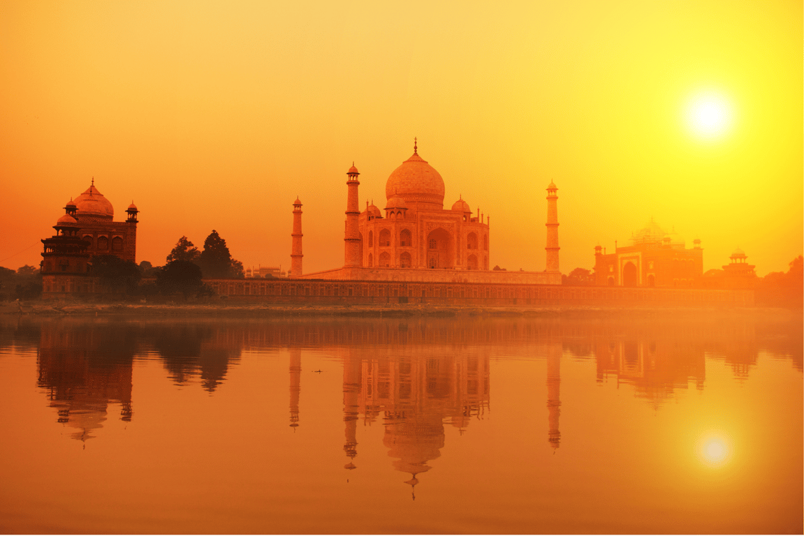 The Taj Mahal at sunset