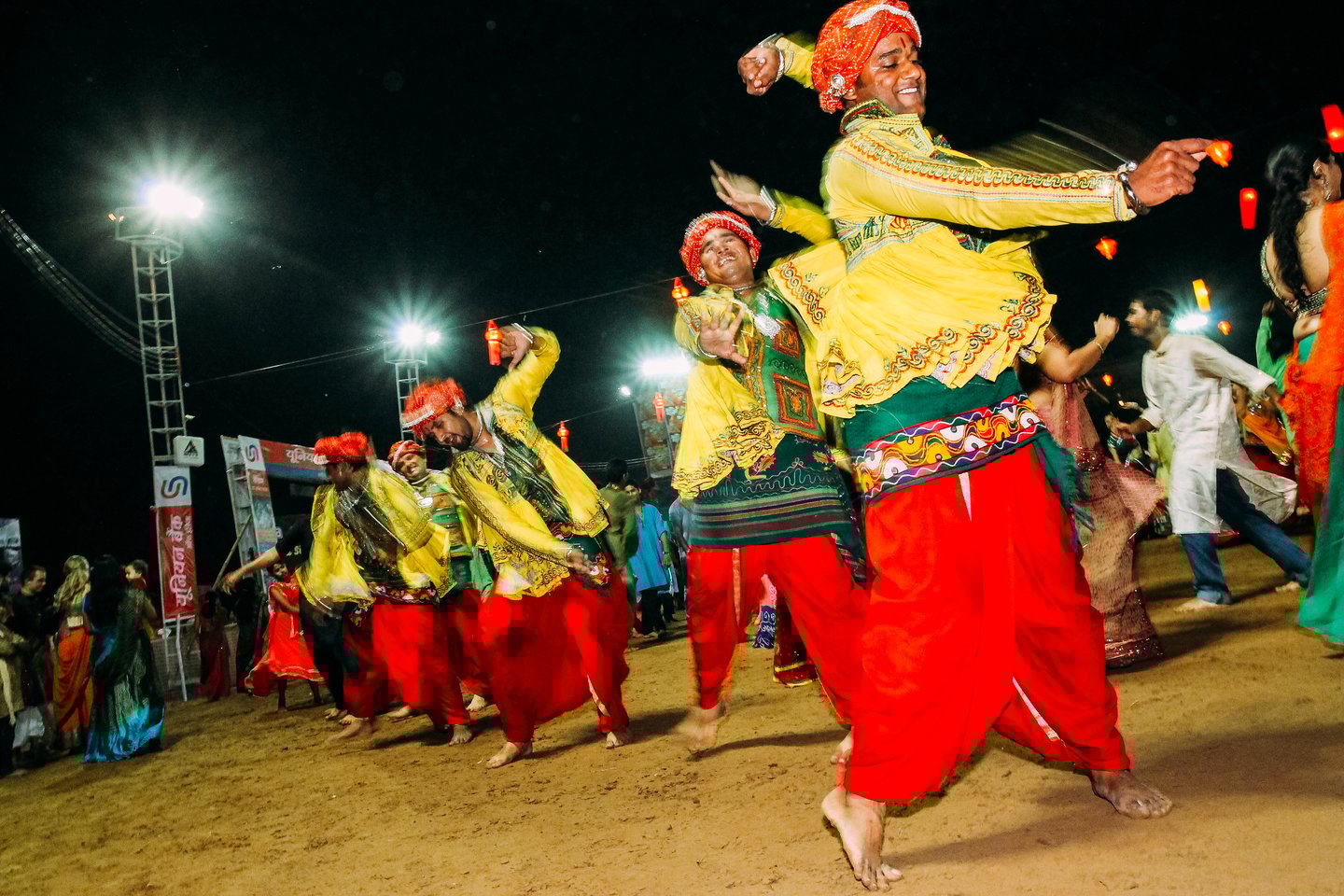 Traditional dancers performing at the Navratri Festival in Vadodara, India
